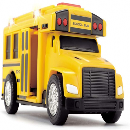 حافلة المدرسة باللون الأصفر مع الضوء والصوت من ديكي
