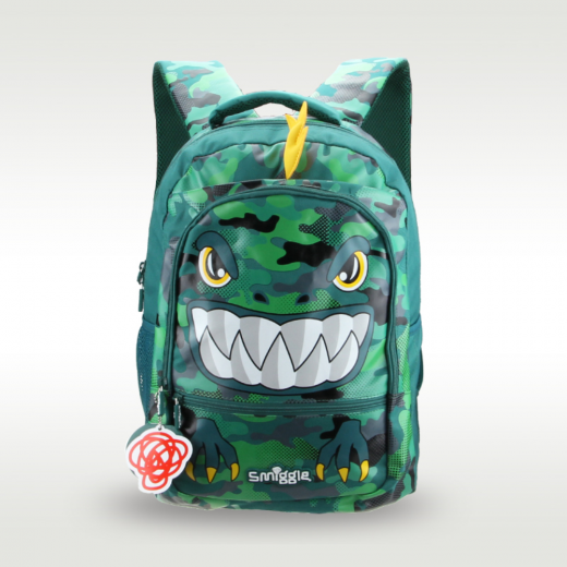 Smiggle | School Bag Boys Shoulder Backpack Dark Green Dinosaur Cool