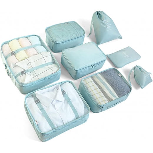 TravelKit Packing Cubes Set, Travel Luggage Organizer,  Light Blue  8 Pcs