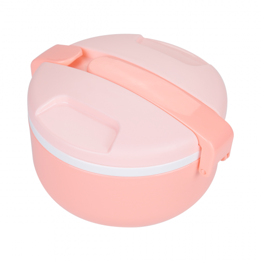 Vague Plastic Two Layer Round Lunch Box  Green,Blue,Pink 1.5 Liter