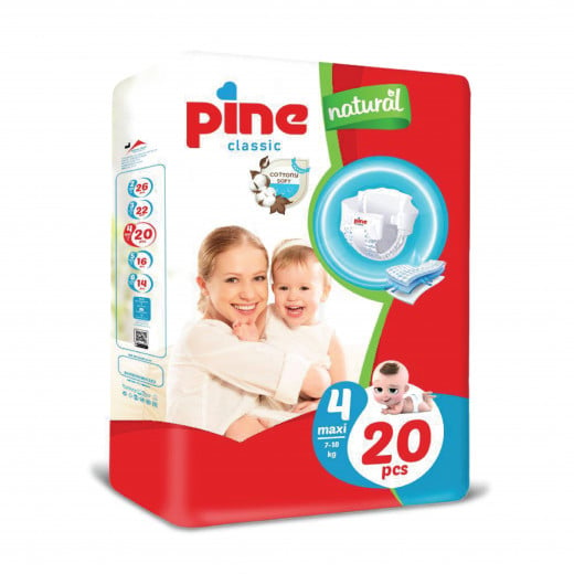 Pine Classic Diapers, Size 4, 20 Pads, From 7 to 18 kg