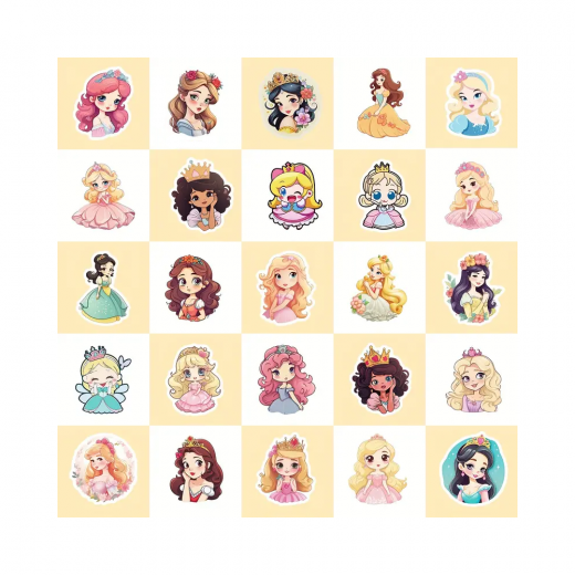 50 beautiful princesses waterproof stickers