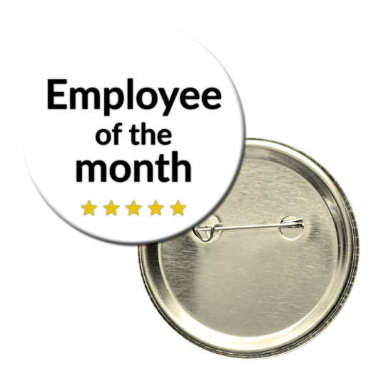 Button badge - Employee of the month, minimalist design on white background